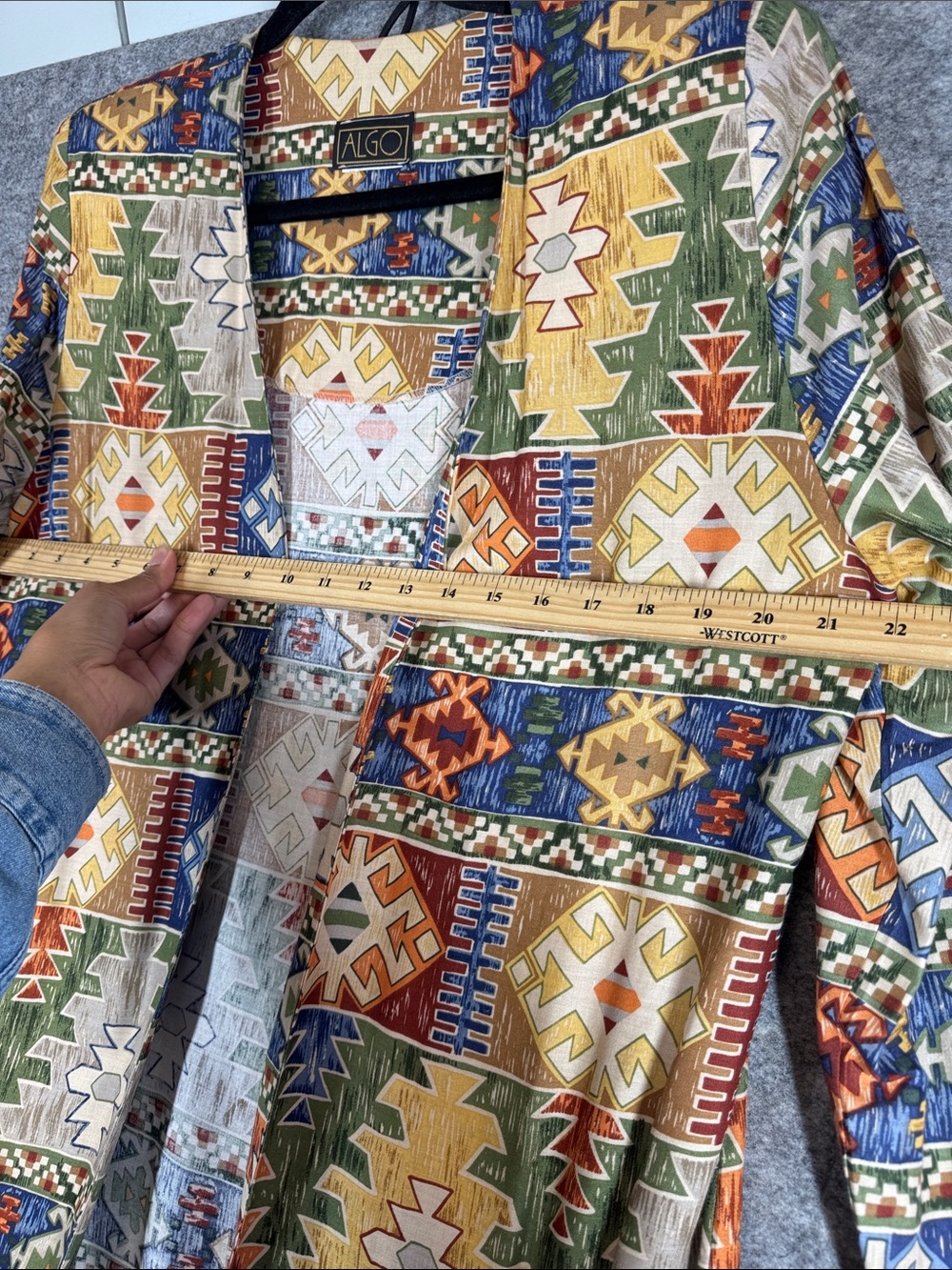 Algo Southwestern Open Cardigan Multicolor Boho Festival Aztec Jacket Country - Picture 8 of 14